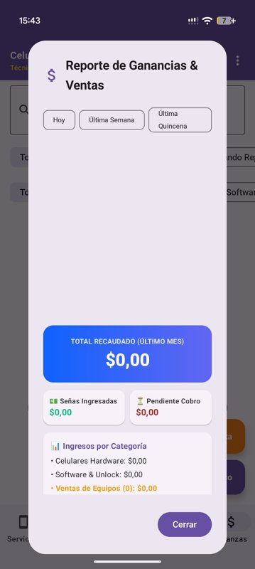 Celufix app: Reporte de ganancias y ventas