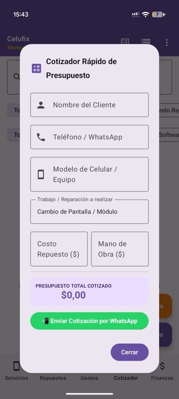 Celufix app: Cotizador rápido