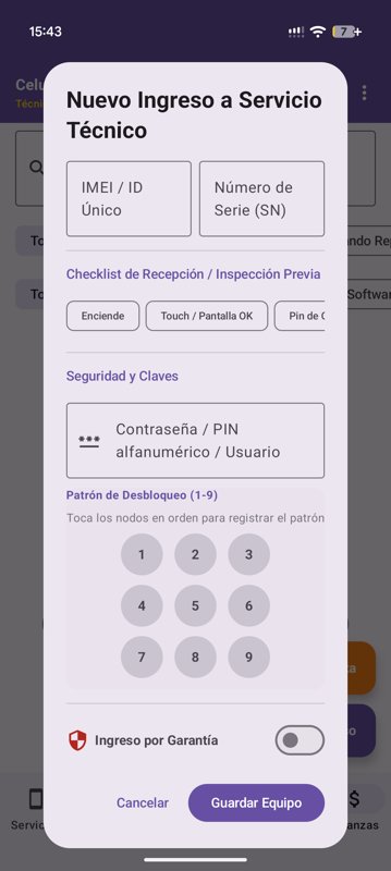 Celufix app: Nuevo ingreso a servicio técnico